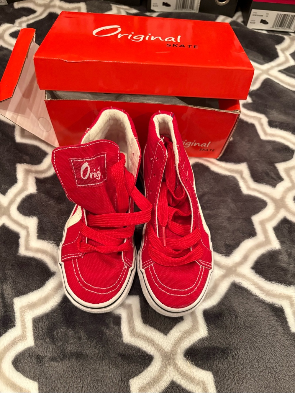 Kid’s Skate Red High-Top Canvas Sneakers